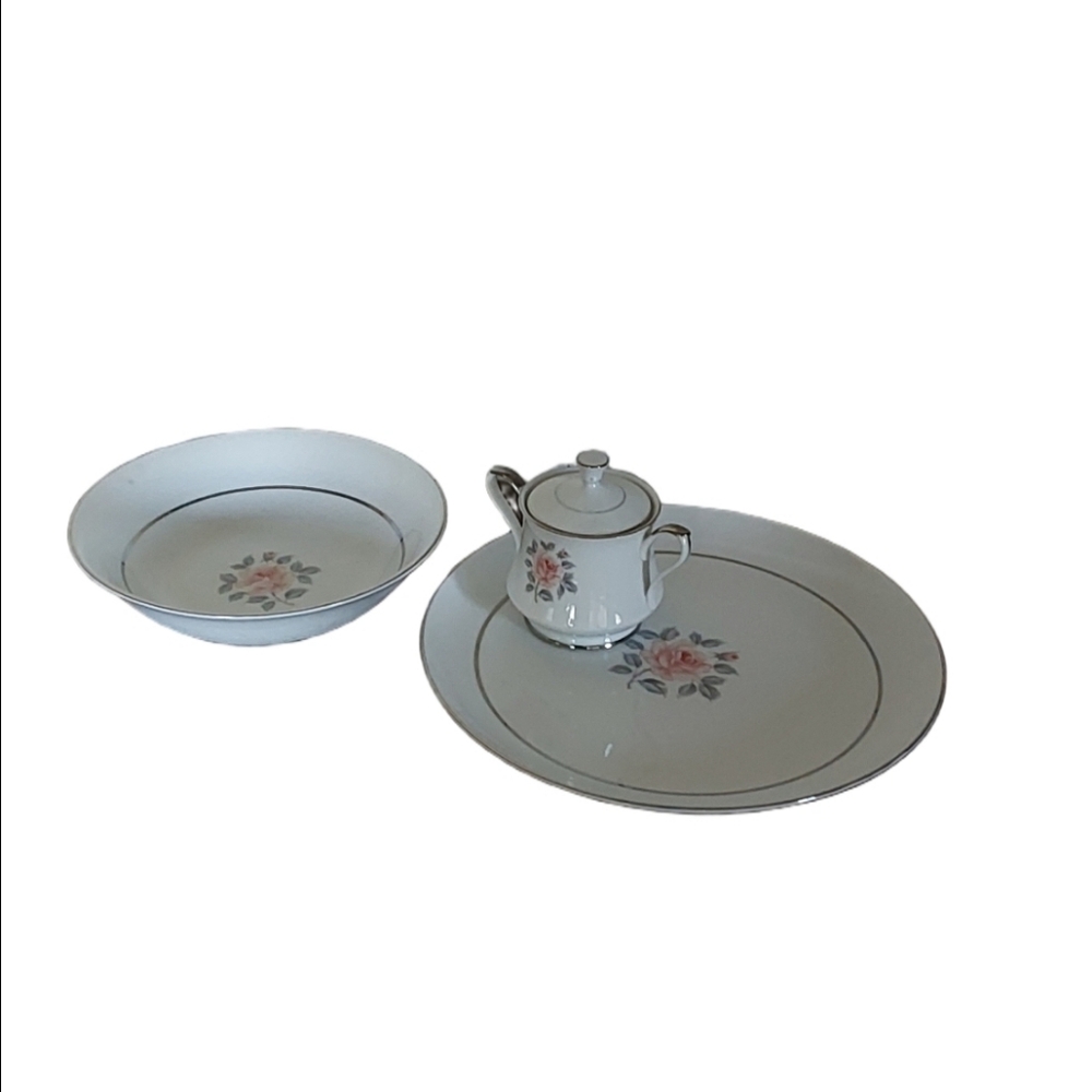 Empress China Made In Japan Platinum "PASADENA" 3 PC Hostess